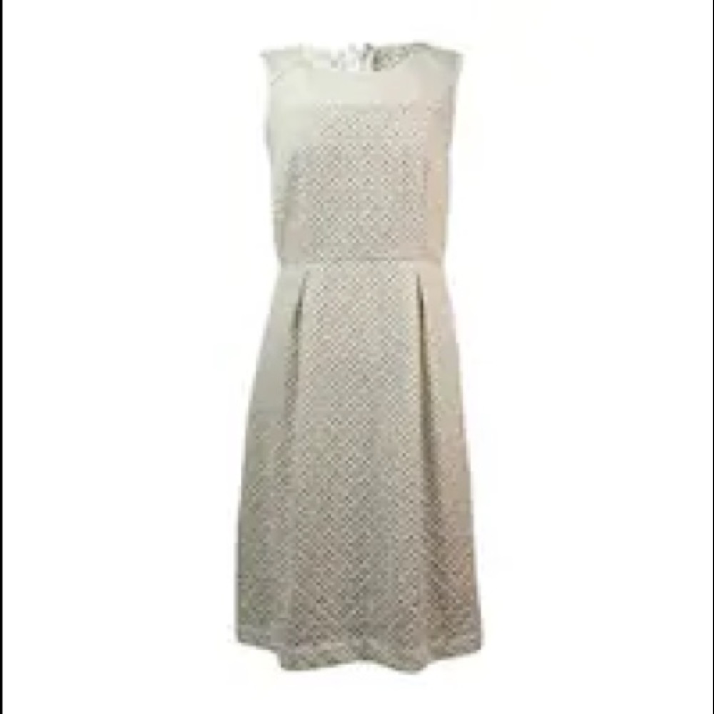 Calvin Klein Embroidered Eyelet Dress-White/Khaki